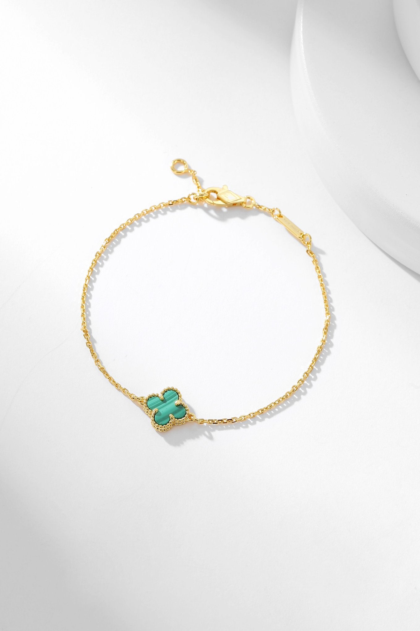 [Charm Aries Jewelry]CLOVER BRACELET MALACHITE 1 MOTIF
