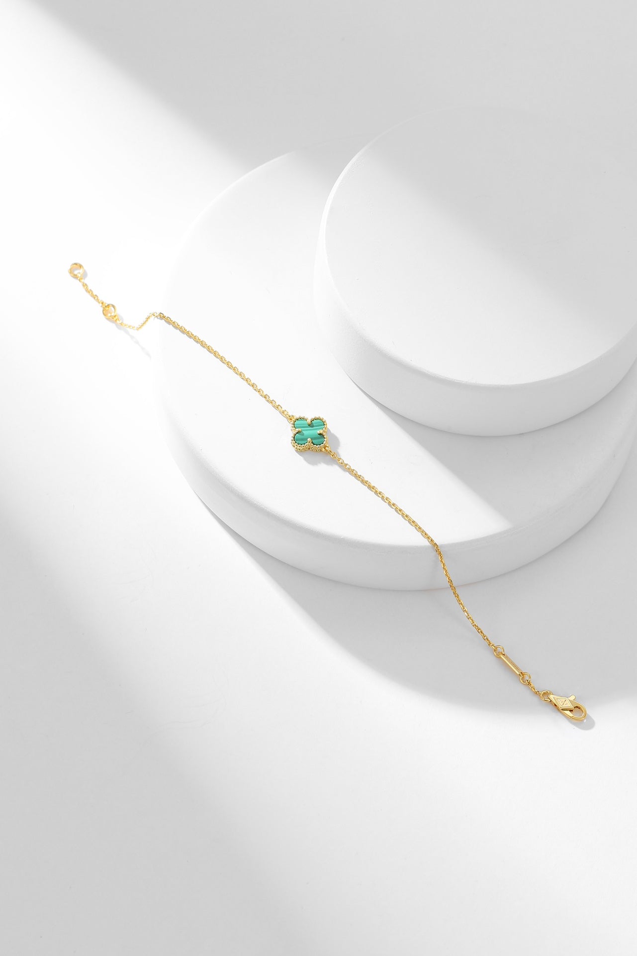 [Charm Aries Jewelry]CLOVER BRACELET MALACHITE 1 MOTIF