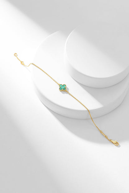 [Charm Aries Jewelry]CLOVER BRACELET MALACHITE 1 MOTIF