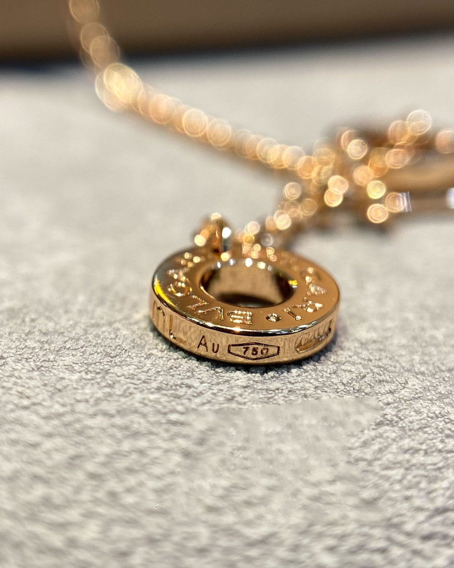 [Charm Aries Jewelry]DREAM MOP DIAMOND PAVED PINK GOLD NECKLACE