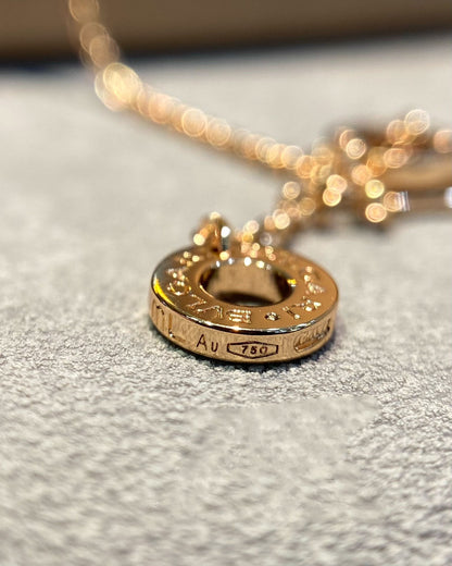 [Charm Aries Jewelry]DREAM MOP DIAMOND PAVED PINK GOLD NECKLACE