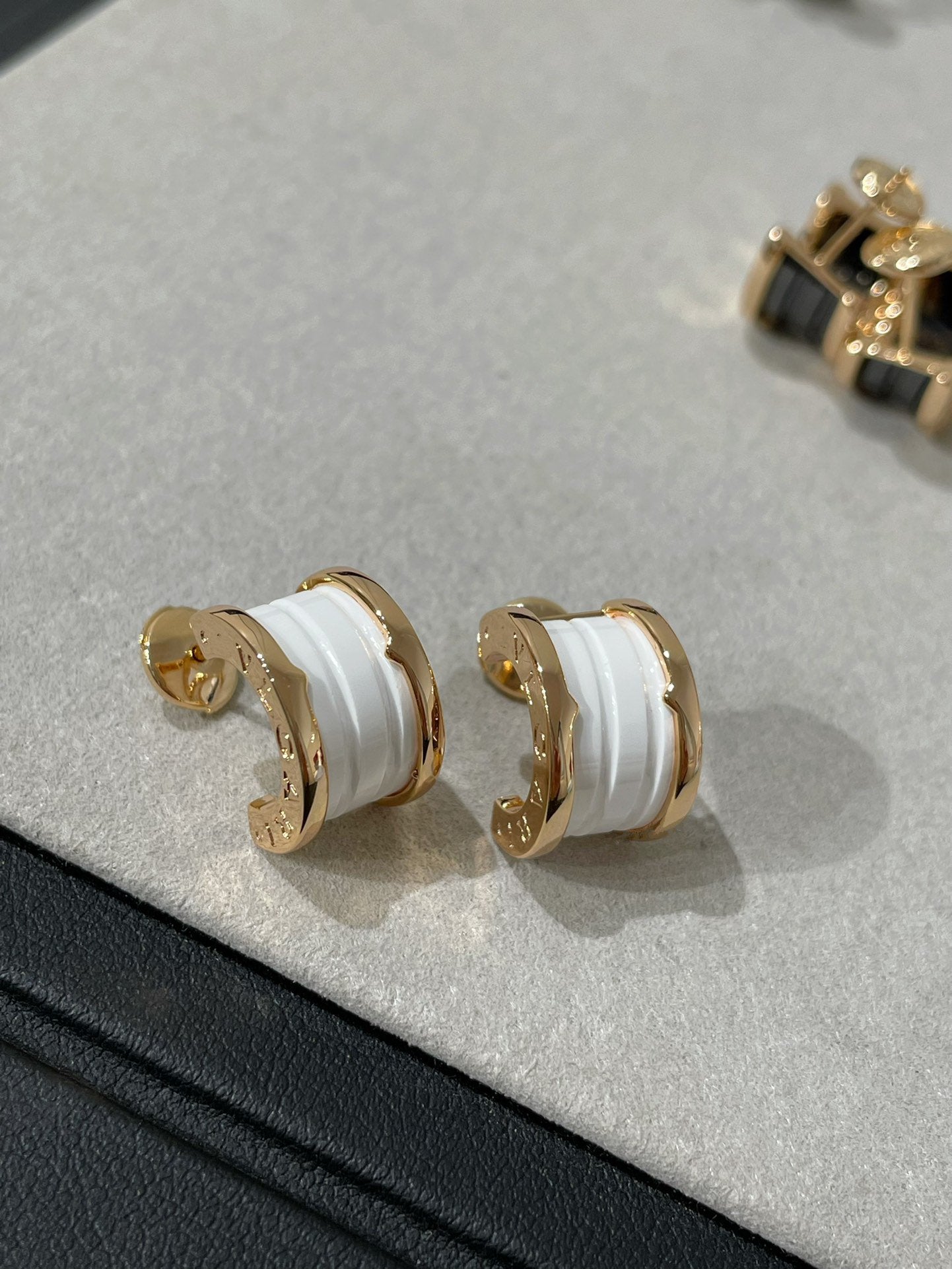 [Charm Aries Jewelry]ZERO 1 PINK GOLD CERAMIC EARRINGS