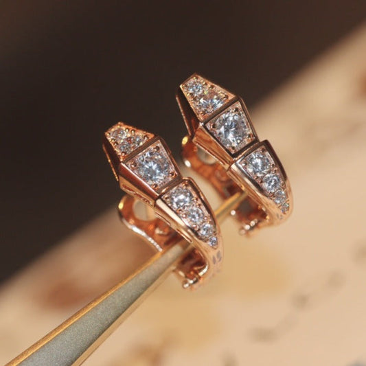 [Charm Aries Jewelry]SERPENT PINK GOLD DIAMOND EARRINGS