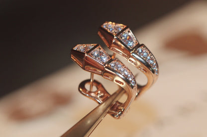 [Charm Aries Jewelry]SERPENT PINK GOLD DIAMOND EARRINGS