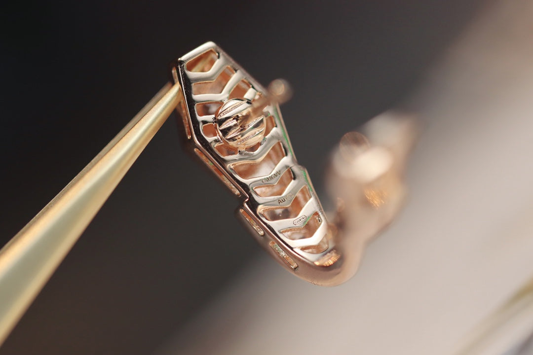 [Charm Aries Jewelry]SERPENT PINK GOLD DIAMOND EARRINGS