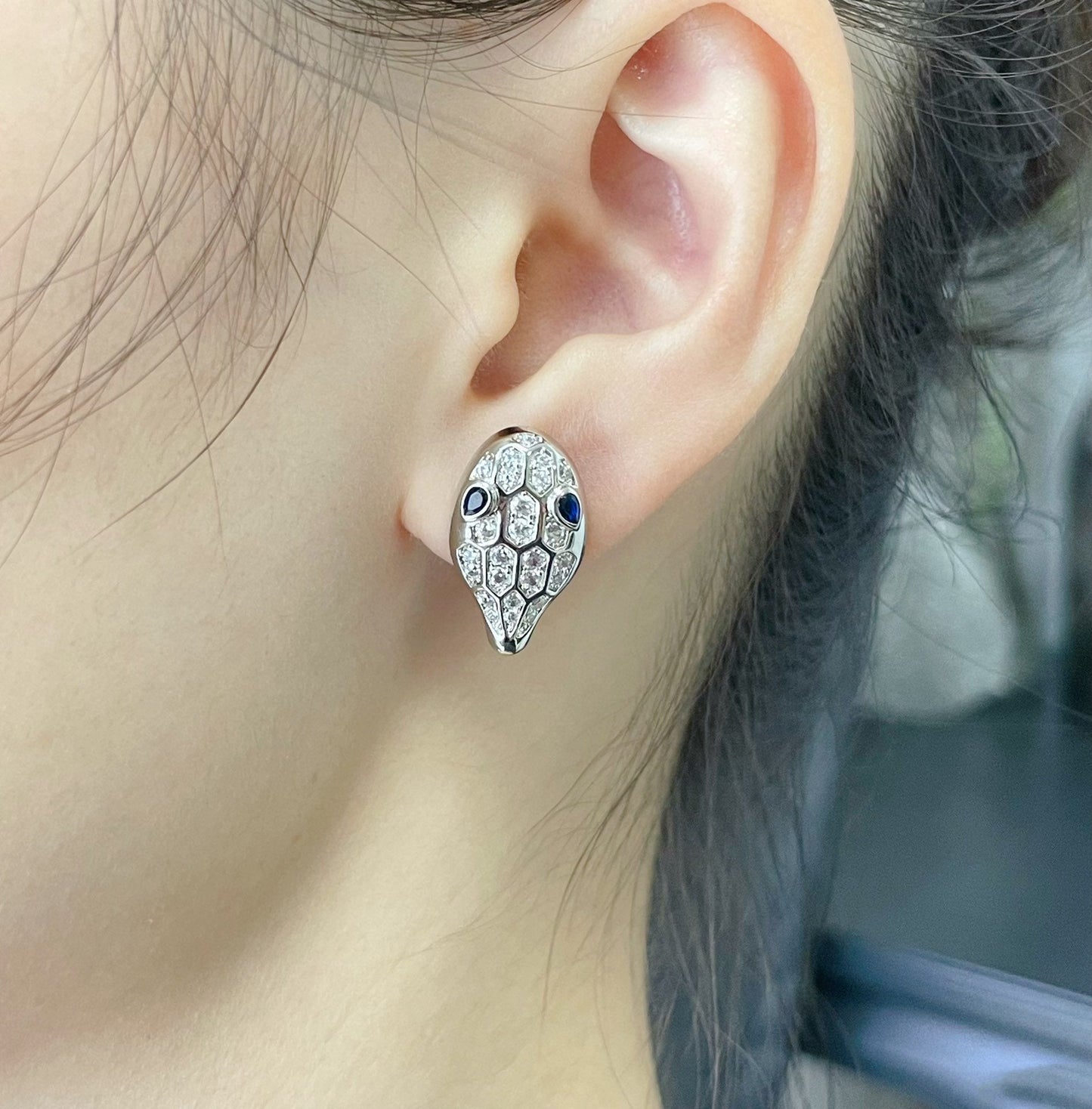 [Charm Aries Jewelry]SERPENT DIAMOND STUD EARRINGS