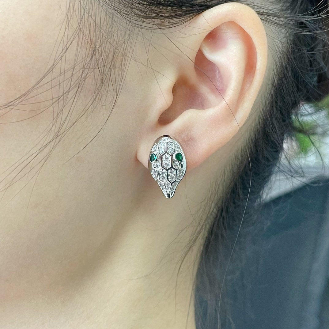 [Charm Aries Jewelry]SERPENT DIAMOND STUD EARRINGS