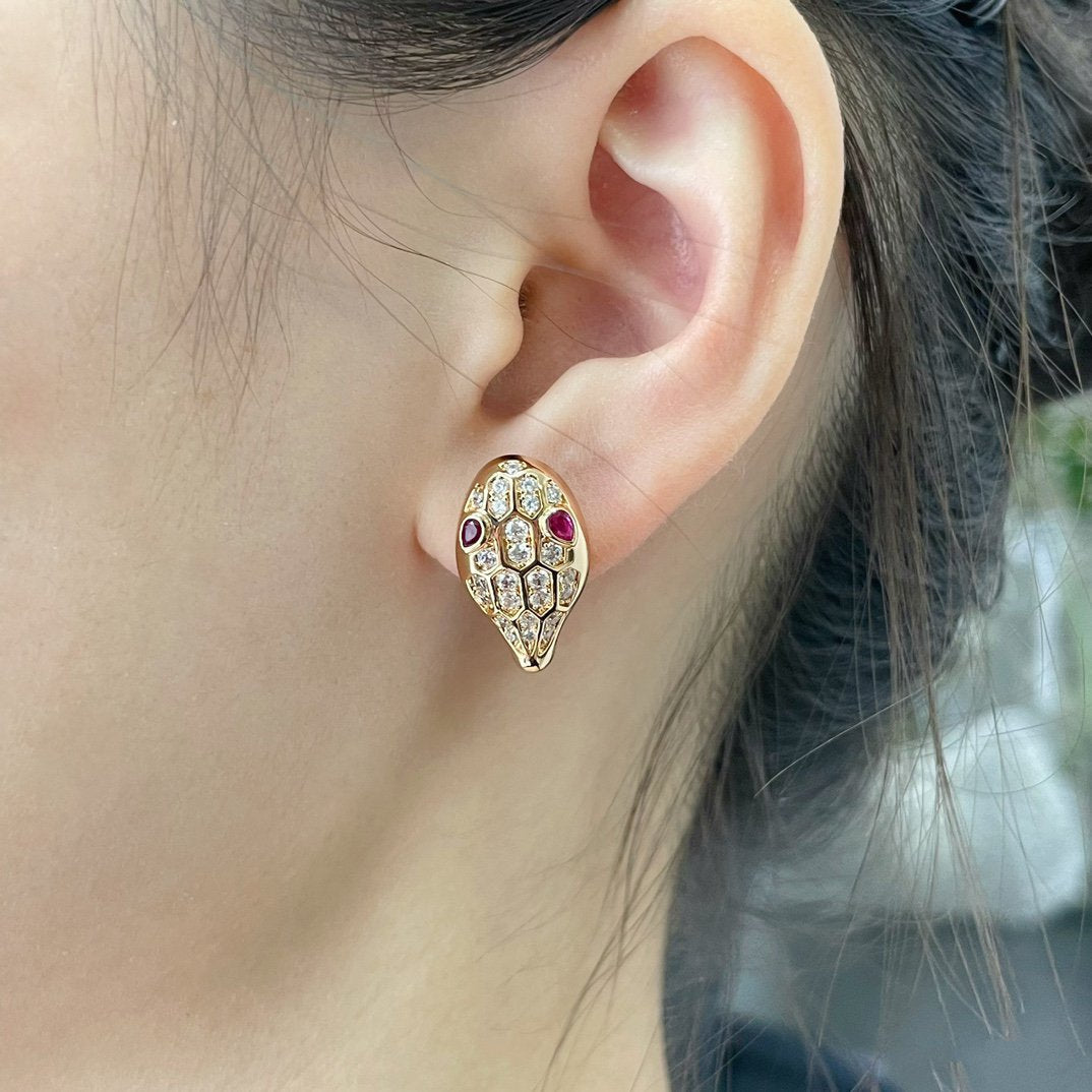 [Charm Aries Jewelry]SERPENT DIAMOND STUD EARRINGS