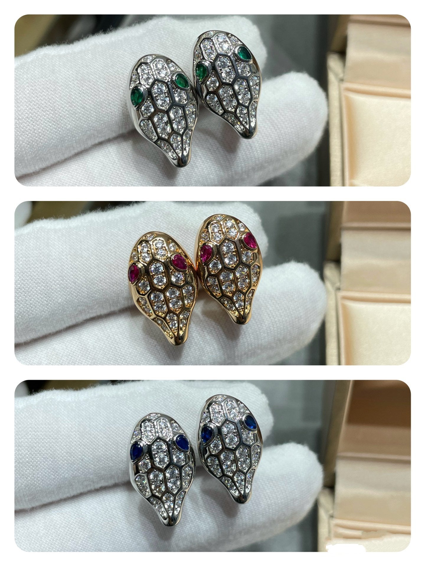[Charm Aries Jewelry]SERPENT DIAMOND STUD EARRINGS