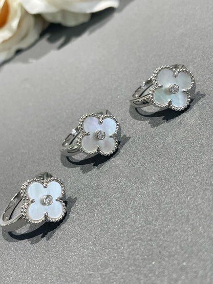[Charm Aries Jewelry]CLOVER SILVER MOP DIAMOND RING