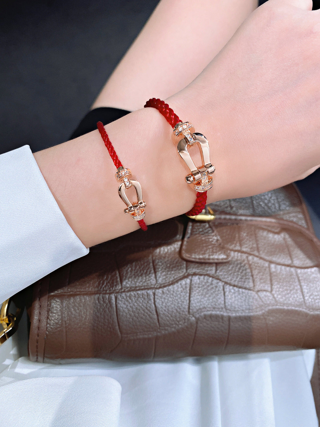 [Charm Aries Jewelry]FORCE 10 HALF DIAMOND PINK GOLD RED CORDERI LARGE AND MEDIUM MODEL
