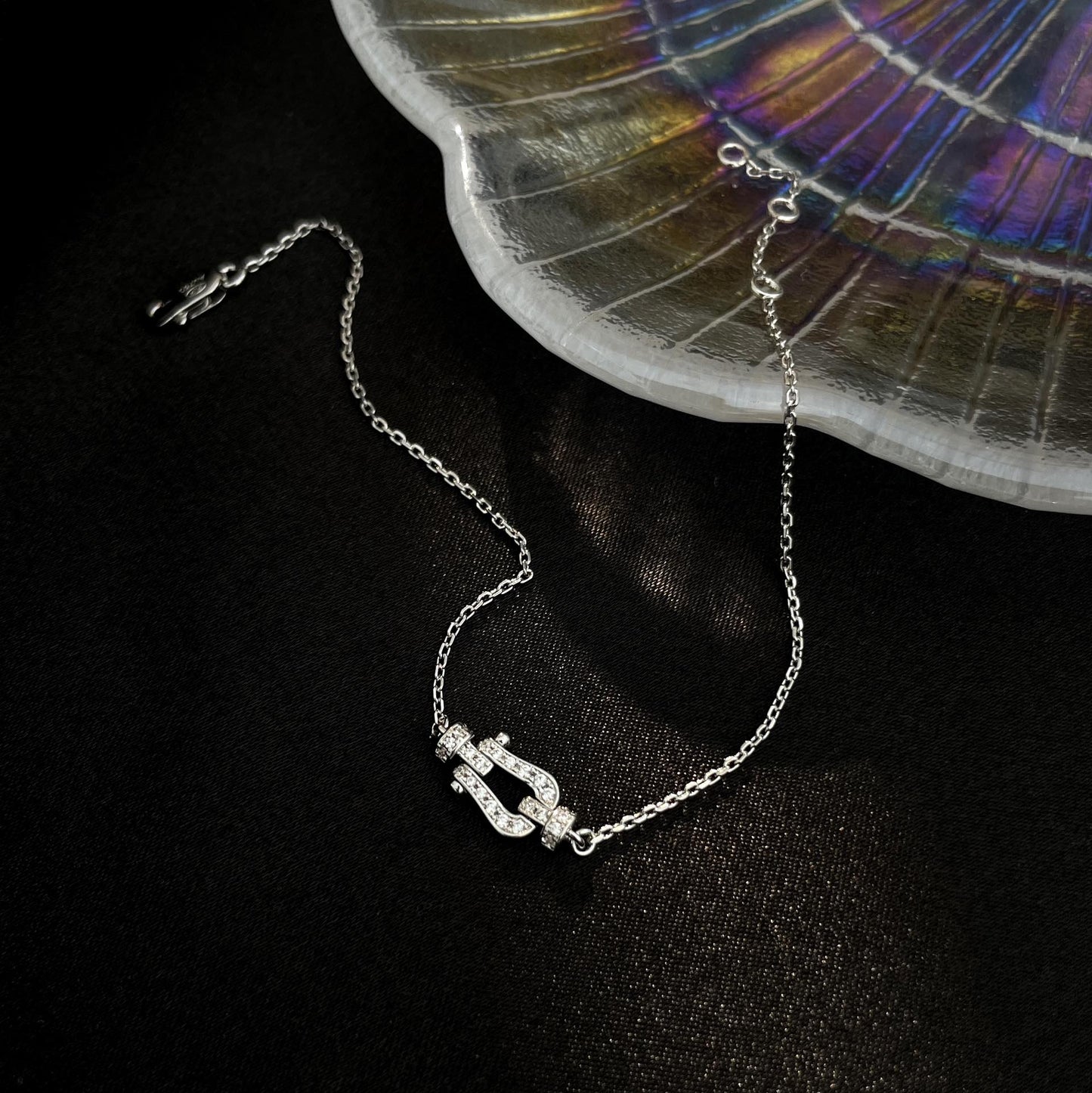 [Charm Aries Jewelry]FORCE 10 FULL DIAMOND BUCKLE CHAIN LINK MINI MODEL