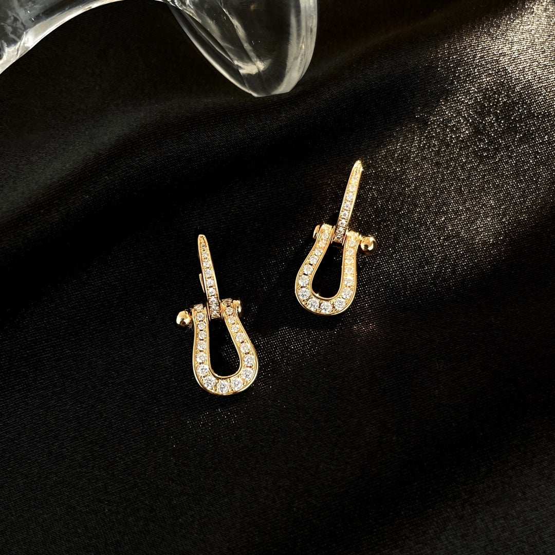 [Charm Aries Jewelry]FORCE 10 FULL DIAMOND DROP EARRINGS MEDIUM MODEL