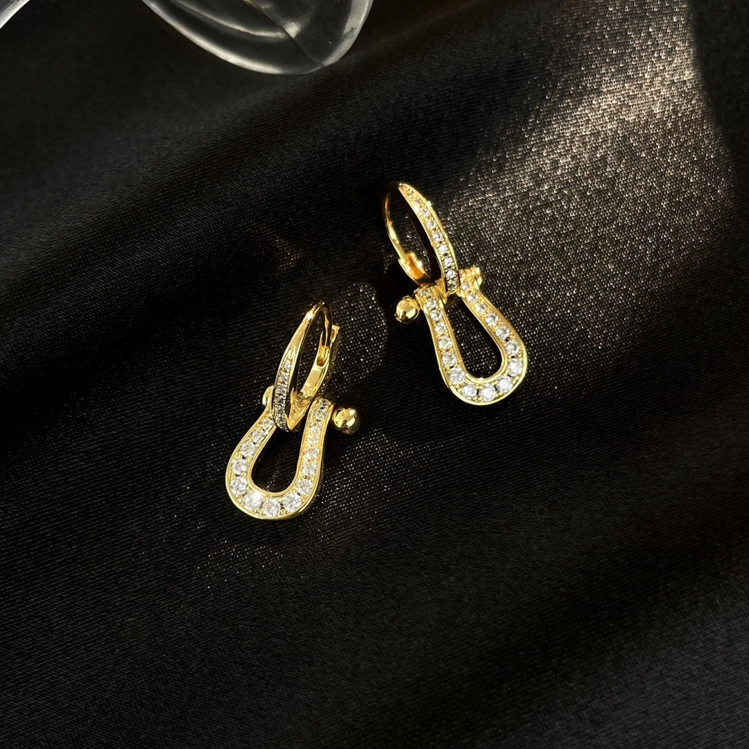 [Charm Aries Jewelry]FORCE 10 FULL DIAMOND DROP EARRINGS MEDIUM MODEL