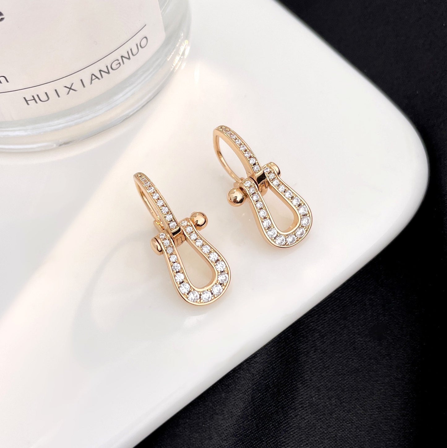 [Charm Aries Jewelry]FORCE 10 FULL DIAMOND DROP EARRINGS MEDIUM MODEL
