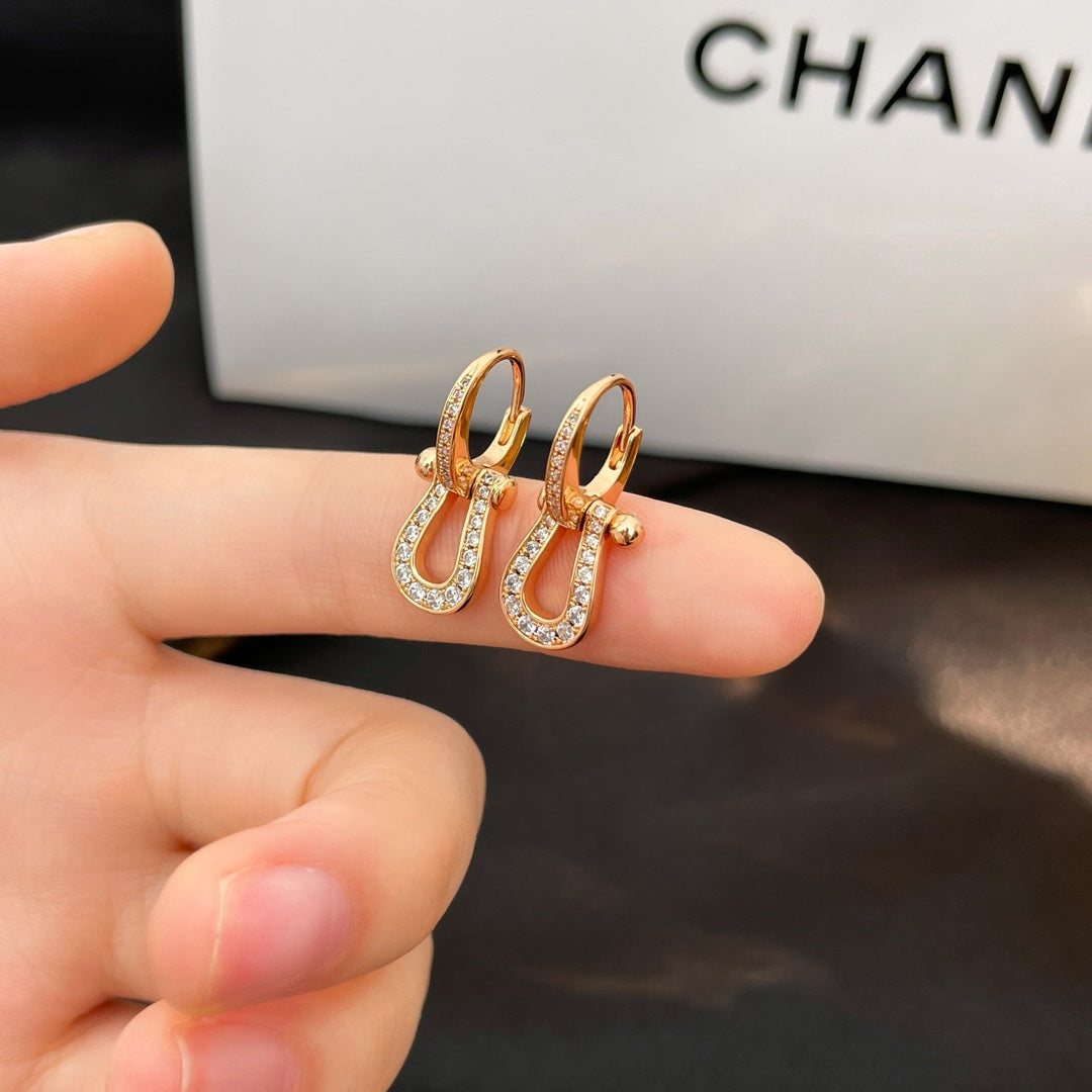 [Charm Aries Jewelry]FORCE 10 FULL DIAMOND DROP EARRINGS MEDIUM MODEL