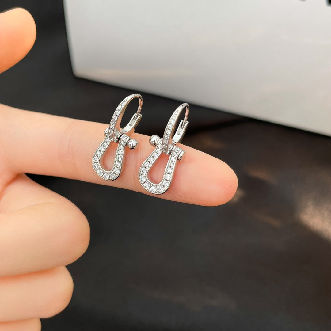[Charm Aries Jewelry]FORCE 10 FULL DIAMOND DROP EARRINGS MEDIUM MODEL