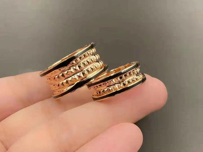 [Charm Aries Jewelry]ZERO 1 ROCK BLACK CERAMIC PINK GOLD LARGE MODEL