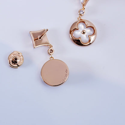 [Charm Aries Jewelry]STAR AND SUN PINK GOLD MOP DROP EARRINGS