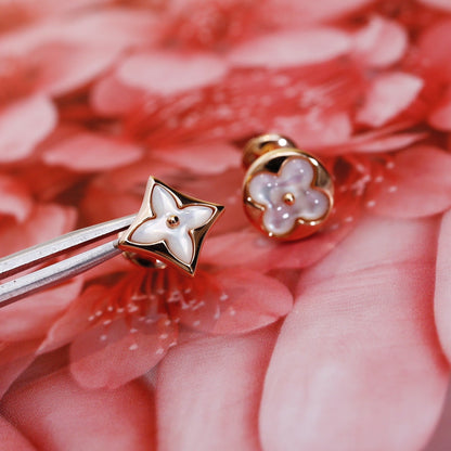 [Charm Aries Jewelry]STAR AND SUN PINK GOLD MOP STUD EARRINGS