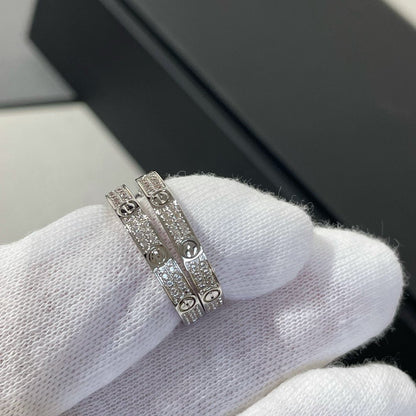 [Charm Aries Jewelry]LOVE DIAMOND SILVER HOOP EARRINGS