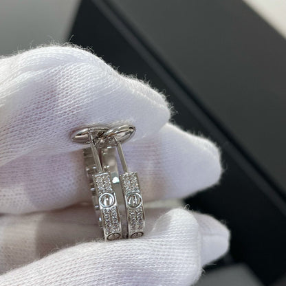 [Charm Aries Jewelry]LOVE DIAMOND SILVER HOOP EARRINGS
