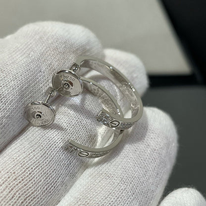 [Charm Aries Jewelry]LOVE DIAMOND SILVER HOOP EARRINGS