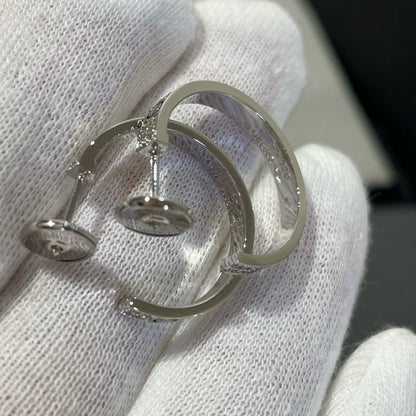 [Charm Aries Jewelry]LOVE DIAMOND SILVER HOOP EARRINGS
