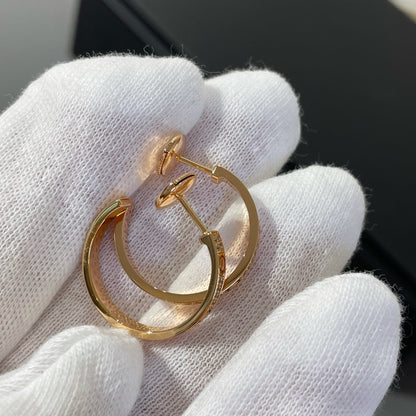 [Charm Aries Jewelry]LOVE DIAMOND PINK GOLD HOOP EARRINGS