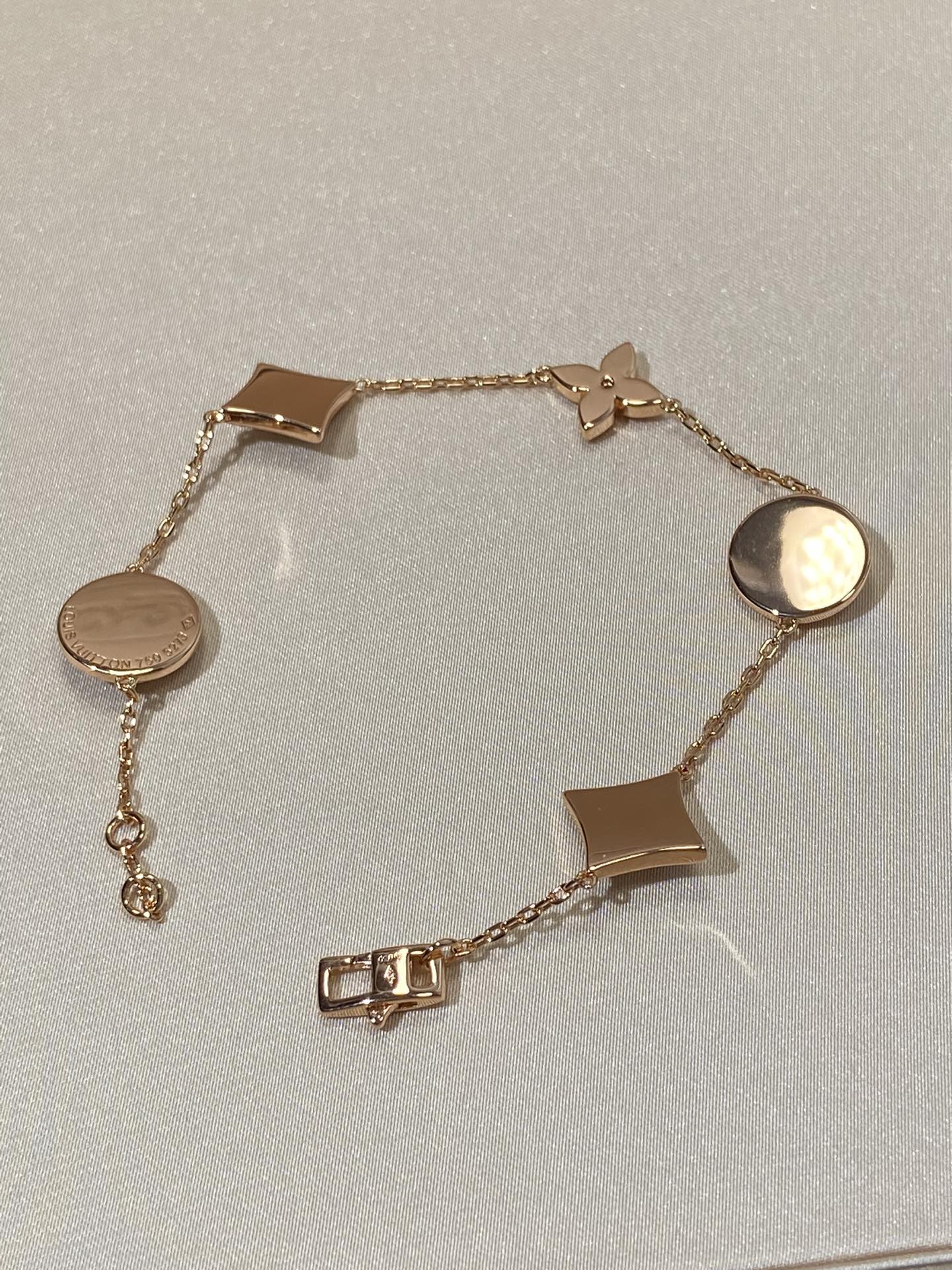 [Charm Aries Jewelry]STAR AND SUN 5 MOTIF MOP PINK GOLD BRACELET