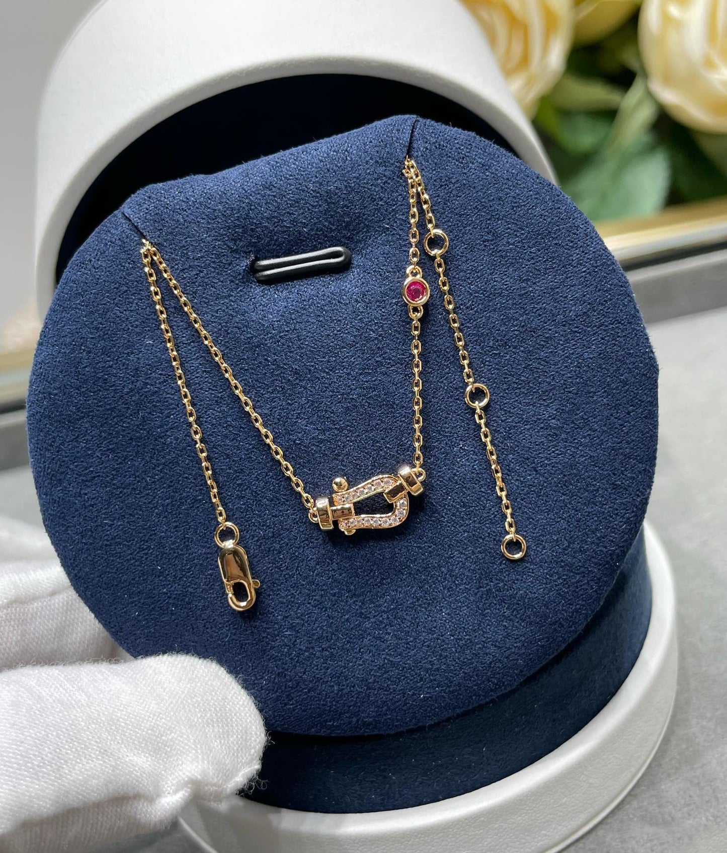 [Charm Aries Jewelry]FORCE 10 DIAMOND PINK GOLD NECKLACE