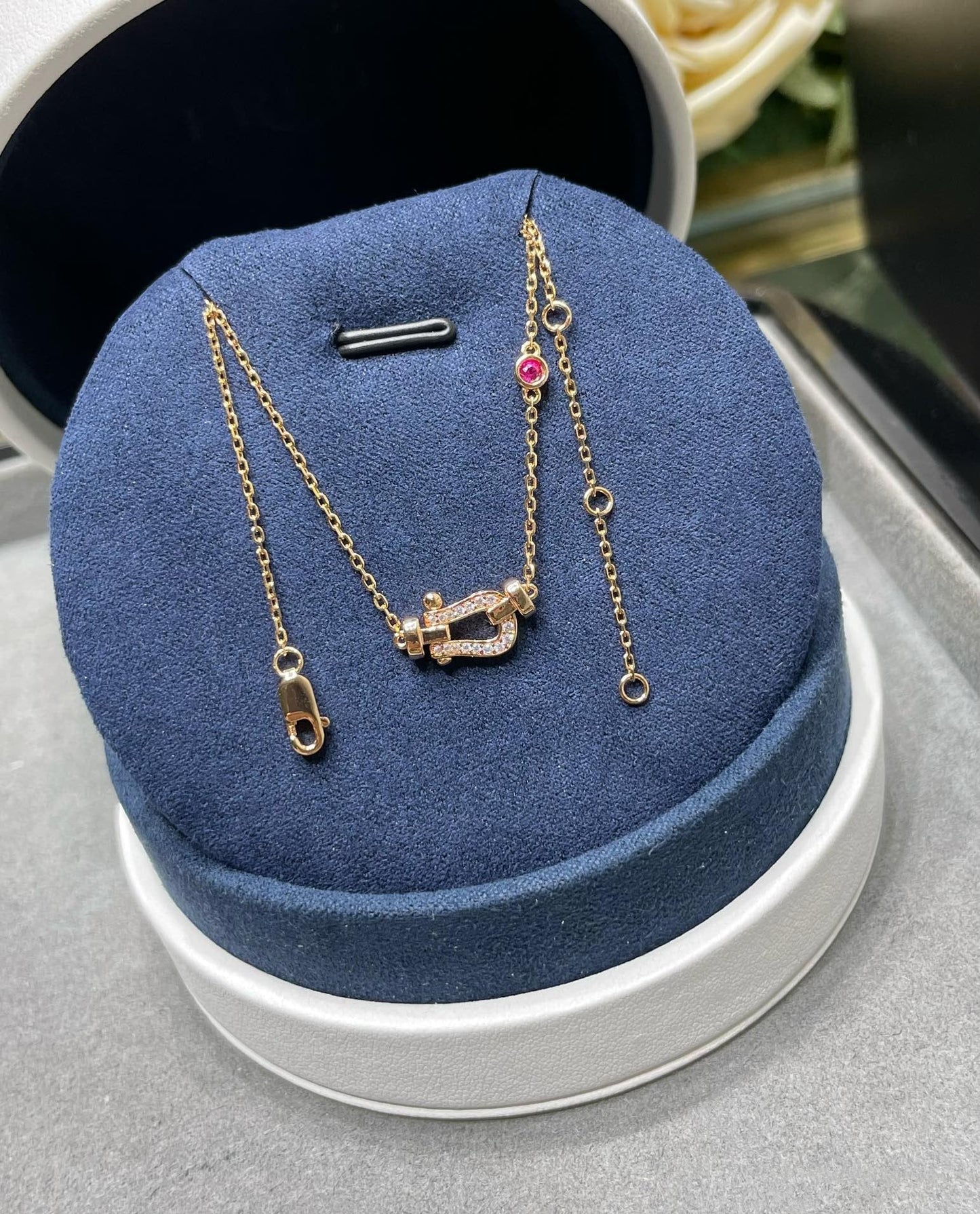 [Charm Aries Jewelry]FORCE 10 DIAMOND PINK GOLD NECKLACE