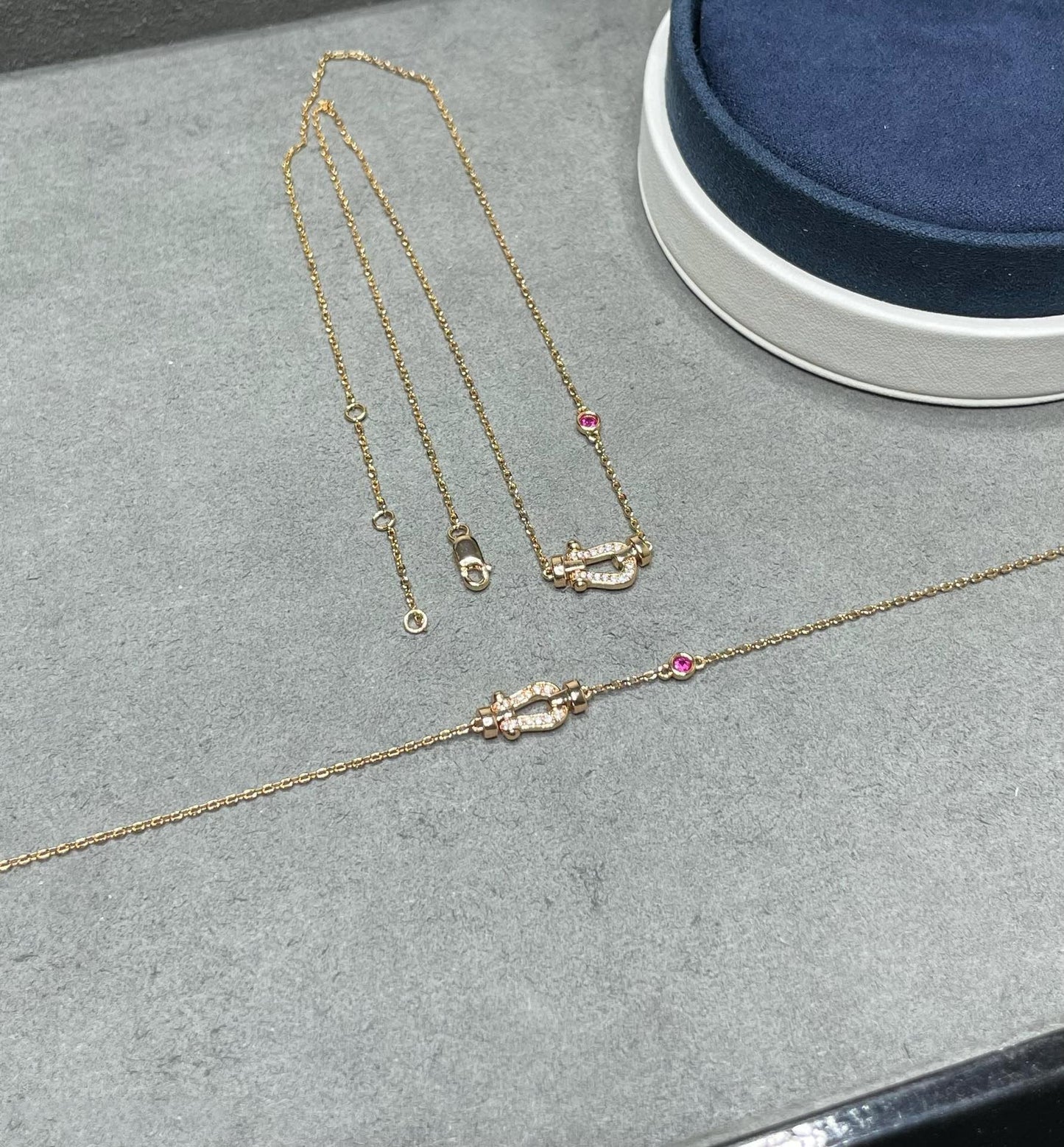 [Charm Aries Jewelry]FORCE 10 DIAMOND PINK GOLD NECKLACE