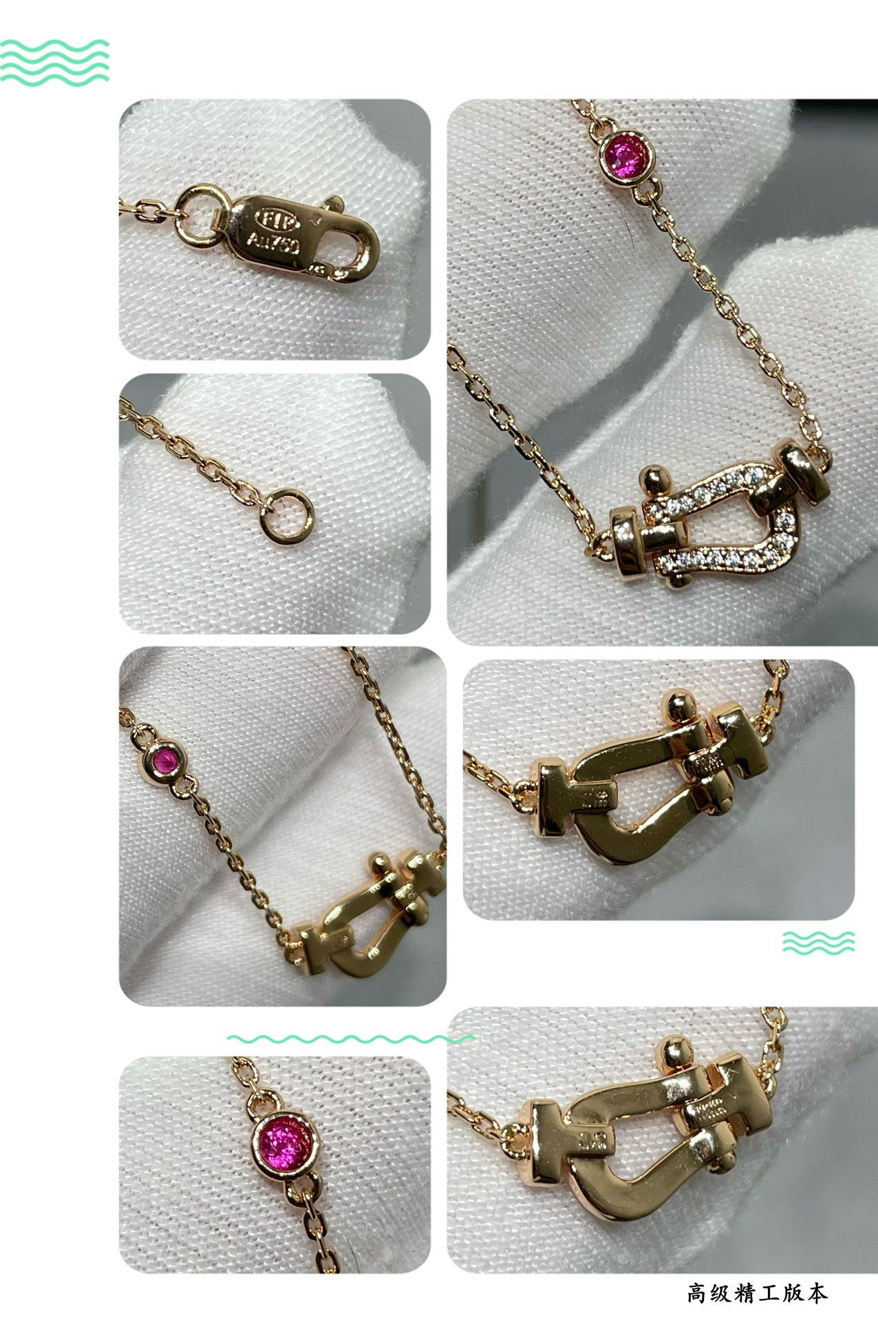 [Charm Aries Jewelry]FORCE 10 DIAMOND PINK GOLD NECKLACE