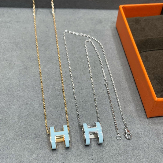 [Charm Aries Jewelry]POP H SKY BLUE NECKLACE