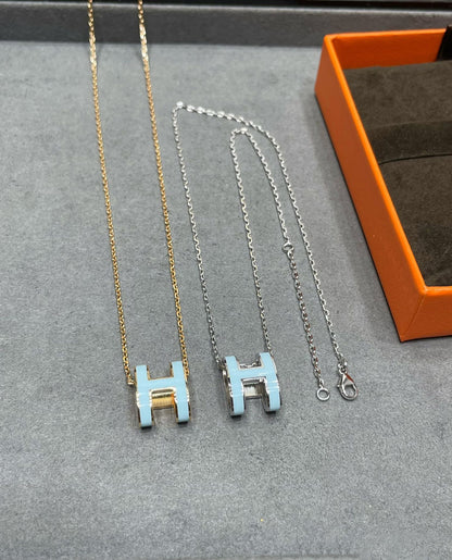 [Charm Aries Jewelry]POP H SKY BLUE NECKLACE