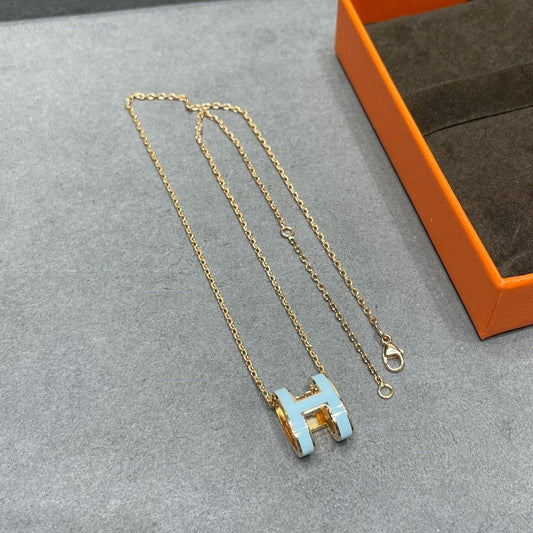 [Charm Aries Jewelry]POP H SKY BLUE NECKLACE