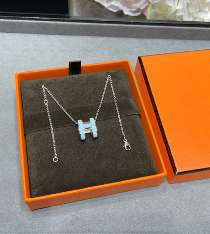 [Charm Aries Jewelry]POP H SKY BLUE NECKLACE