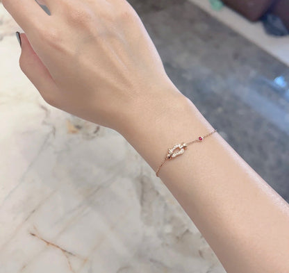 [Charm Aries Jewelry]FORCE 10 DIAMOND CHAIN LINK PINK GOLD BRACELET