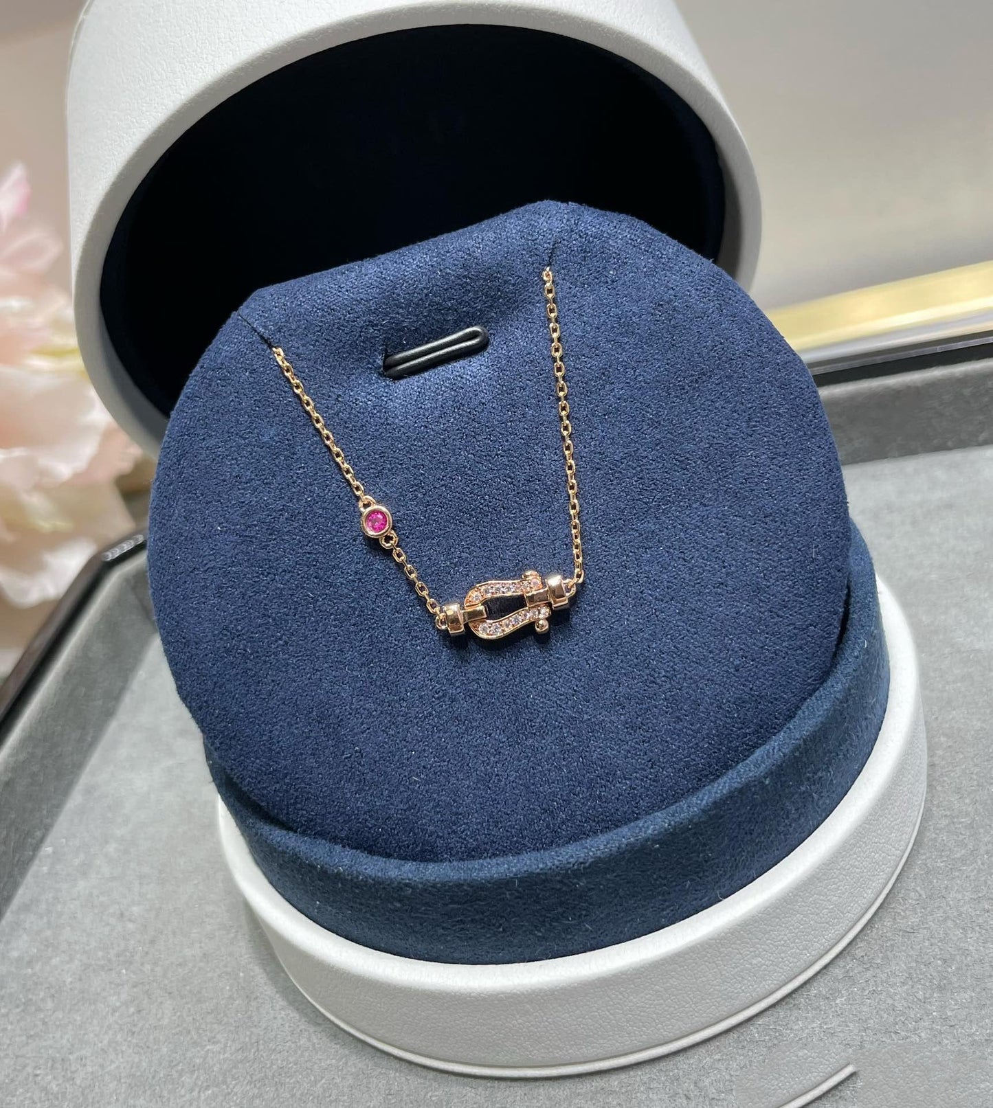 [Charm Aries Jewelry]FORCE 10 DIAMOND CHAIN LINK PINK GOLD BRACELET