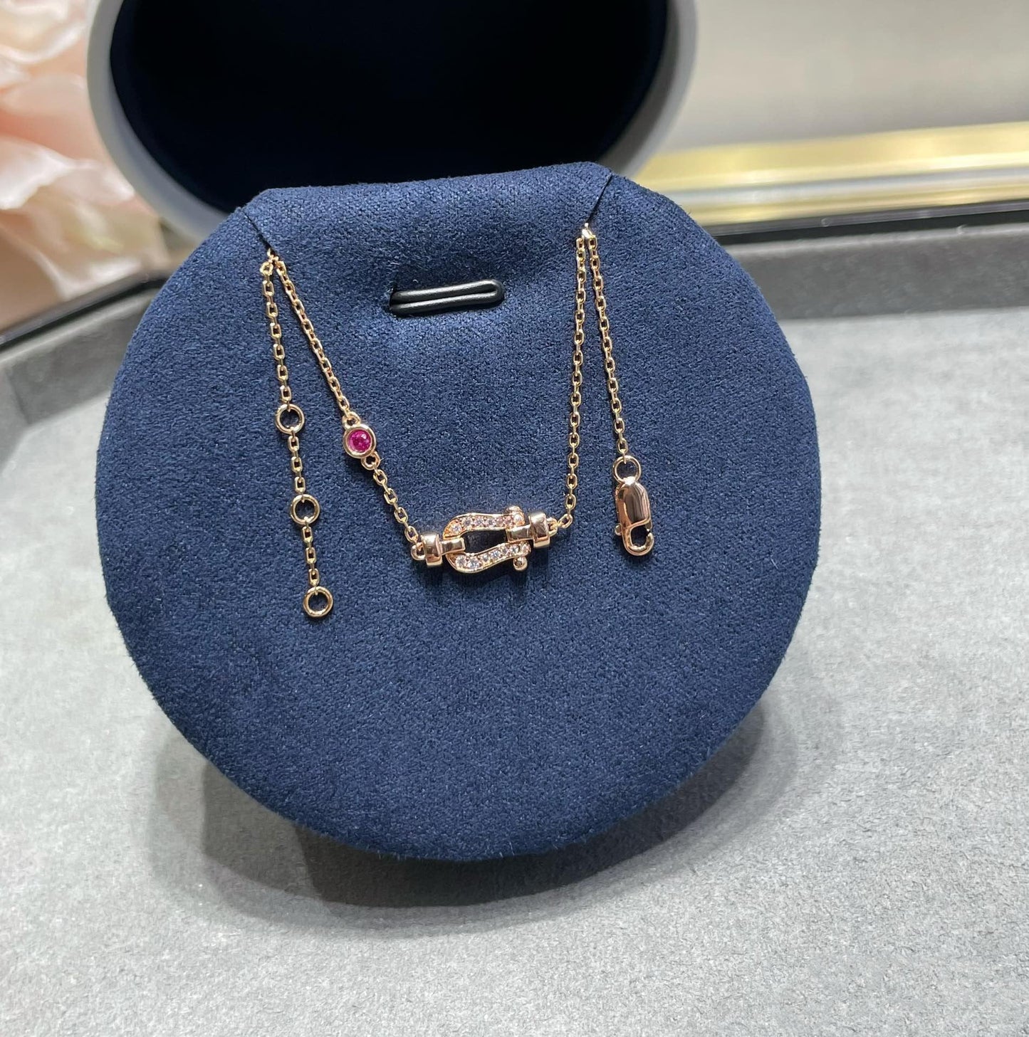 [Charm Aries Jewelry]FORCE 10 DIAMOND CHAIN LINK PINK GOLD BRACELET