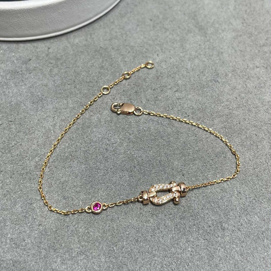 [Charm Aries Jewelry]FORCE 10 DIAMOND CHAIN LINK PINK GOLD BRACELET