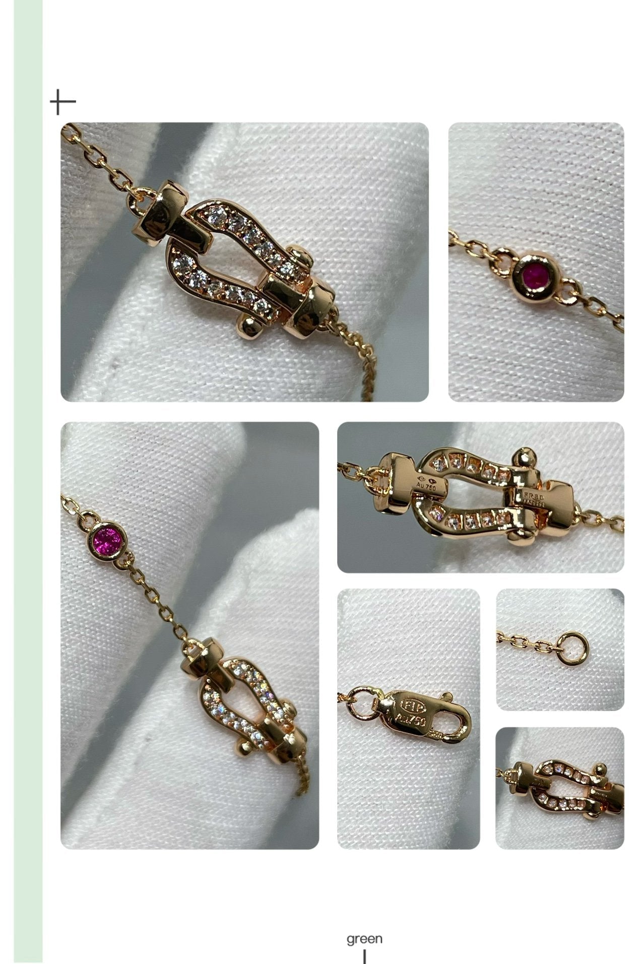 [Charm Aries Jewelry]FORCE 10 DIAMOND CHAIN LINK PINK GOLD BRACELET