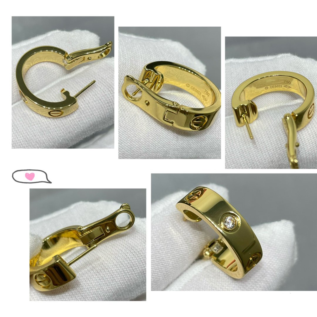 [Charm Aries Jewelry]LOVE 5.5MM 1 DIAMOND EARRINGS