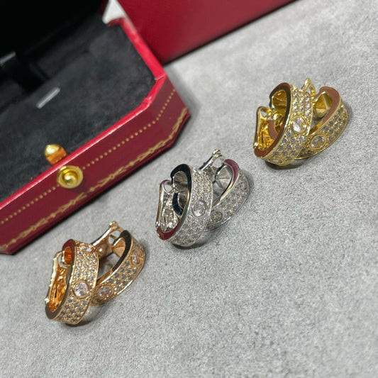 [Charm Aries Jewelry]LOVE 5.5MM DIAMOND PAVED EARRINGS