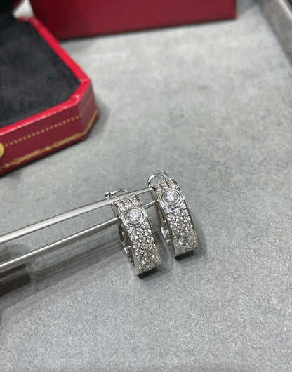 [Charm Aries Jewelry]LOVE 5.5MM DIAMOND PAVED EARRINGS