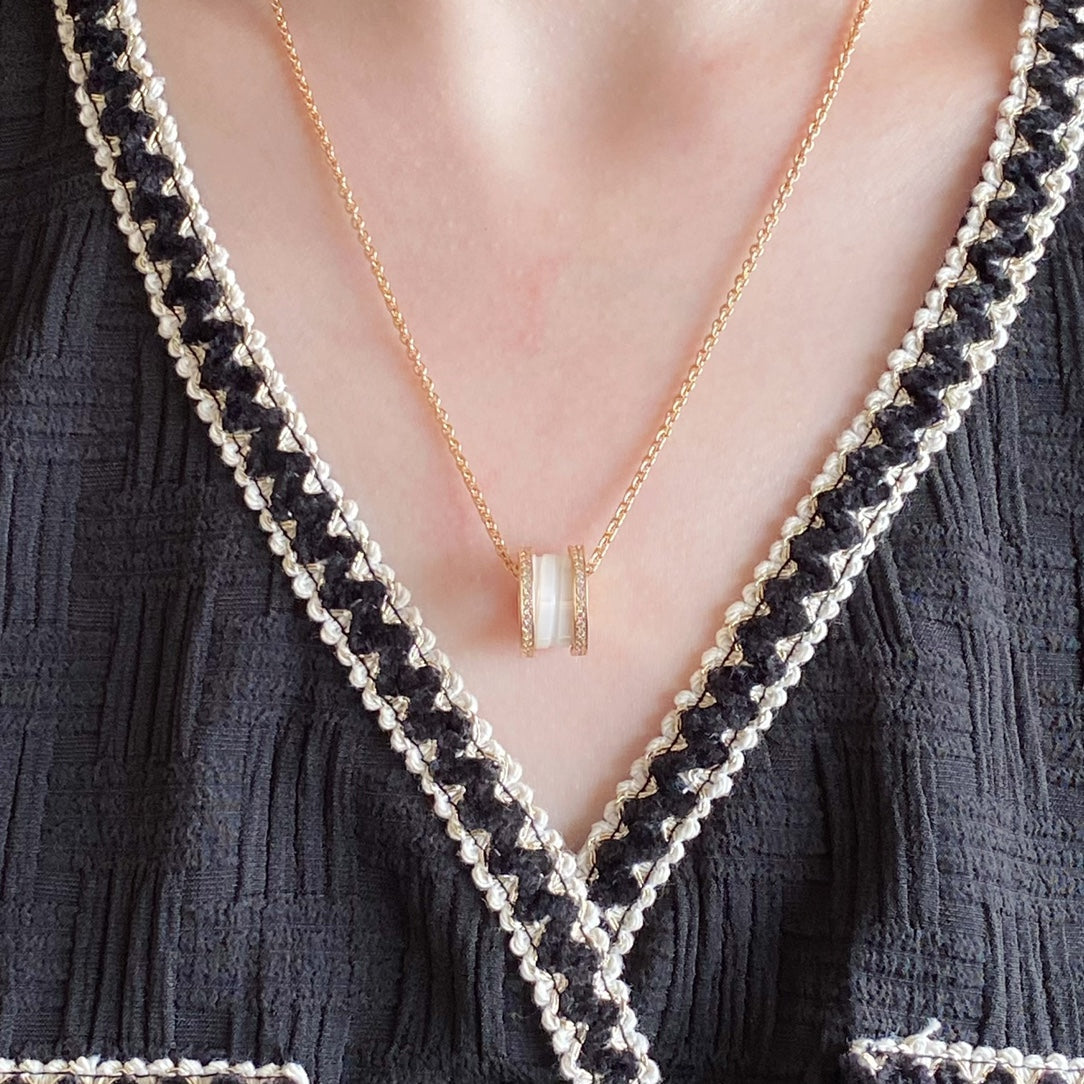 [Charm Aries Jewelry]ZERO 1 DIAMOND CERAMIC NECKLACE