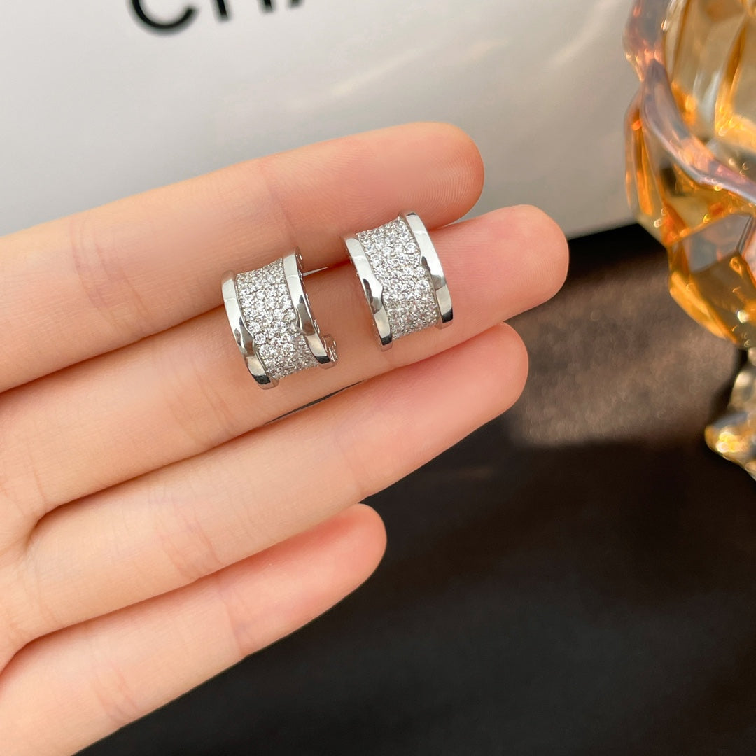 [Charm Aries Jewelry]ZERO 1 DIAMOND PAVED EARRINGS