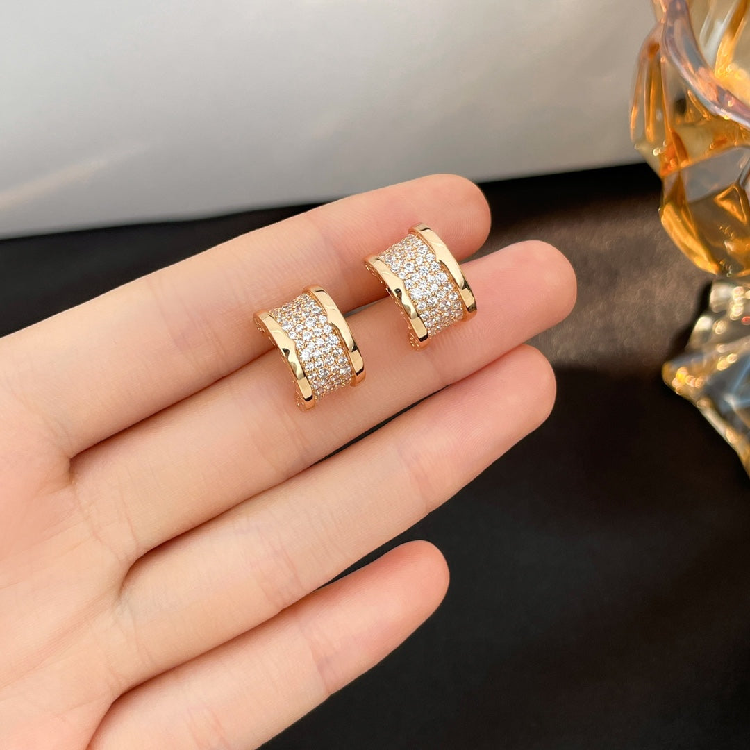 [Charm Aries Jewelry]ZERO 1 DIAMOND PAVED EARRINGS