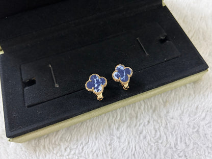 [Charm Aries Jewelry]CLOVER PIETERSITE MEDIUM STUD EARRINGS
